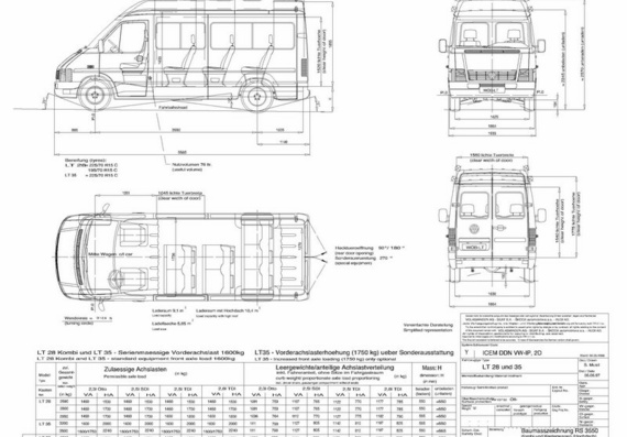 Volkswagen LT (1995 - 1997) (Фольцваген ЛТ (1995 - 1997)) - чертежи (рисунки) автомобиля